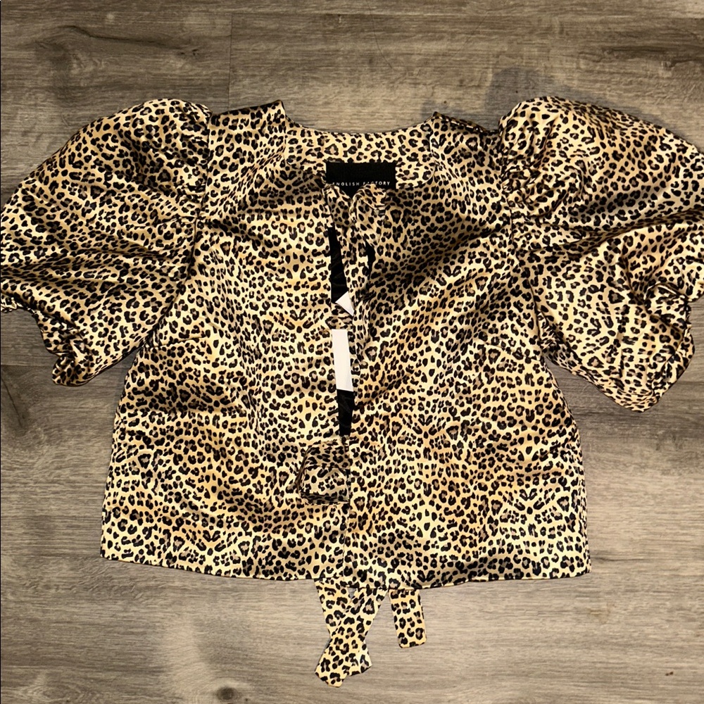 English Factory Animal Print Puff Sleeve Blouse - Picture 9 of 14